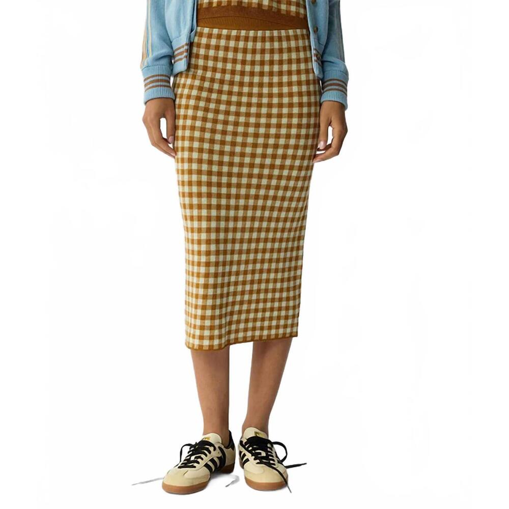 NEW GUEST IN RESIDENCE gingham long skirt in limewash